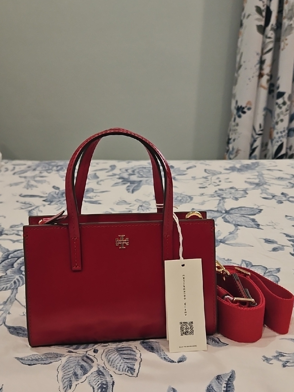 Tory Burch Blake Mini Tote In Lipstick Red - Picture 7 of 8